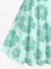 Tenue Grande Taille pour la Plage Jointif Petites Fleurs D'Hibiscus - Vert clair 