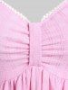 Knot Hanky Hem Lace Panel Tank Top and Appliques Leggings Plus Size Outfit -  