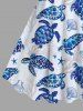 Plus Size Turtle Shell Starfish Coral Plant Print Hawaii Sea Creatures A Line Tank Dress -  