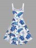 Robe Débardeur Trapèze à Imprimé Plante Tortue Etoile de Mer et Coquillage Grande-Taille - Blanc XXS