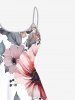 Plus Size Flower Leaf Print High Low Hawaii Cami Dress -  