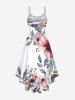 Plus Size Flower Leaf Print High Low Hawaii Cami Dress -  