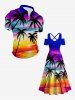 Contrastant Imprimé Cocotier et Soleil Grande Taille pour la Plage - Multi-A 