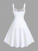 Robe Décontractée Ligne A Arbre Noix de Coco et Voiture Imprimés de Grande Taille - Blanc S