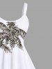 Robe Décontractée Ligne A Arbre Noix de Coco et Voiture Imprimés de Grande Taille - Blanc S
