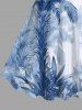 Robe Ligne A Plante Tropicale et Arbre de Noix de Coco Imprimés de Grande Taille - Bleu S