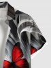 Plus Size Ink Painting Ribbon Butterfly Print Hawaii Ombre Button Pocket Shirt For Men -  
