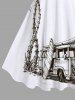 Plus Size Coconut Tree Sea Car Print Hawaii Two Tone A Line Tank Dress -  