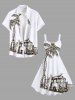 Plus Size Coconut Tree Sea Car Print Hawaii Two Tone A Line Tank Dress -  