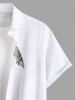 Plus Size Coconut Tree Sea Car Print Hawaii Two Tone Button Pocket Shirt For Men -  