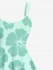 Plus Size Hibiscus Flower Print Hawaii Tank Dress -  
