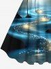 Robe Sous-vêtement Brillante 3D Etoile Arbre Imprimé de Grande Taille à Paillettes - Noir 5X