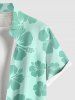 Plus Size Hibiscus Flower Print Buttons Pocket Hawaii Shirt For Men -  