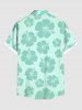 Plus Size Hibiscus Flower Print Buttons Pocket Hawaii Shirt For Men -  