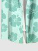 Plus Size Hibiscus Flower Print Buttons Pocket Hawaii Shirt For Men -  