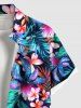 Plus Size Tropical Leaf Flower Print Buttons Pocket Hawaii Shirt For Men -  