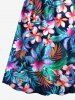 Plus Size Tropical Leaf Flower Print Surplice Hawaii Cami Dress -  