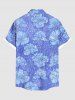 Chemise Fleurs Imprimé de Grande Taille avec Poche à Pois avec Boutons - Bleu Ciel 5XL