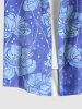 Chemise Fleurs Imprimé de Grande Taille avec Poche à Pois avec Boutons - Bleu Ciel 5XL