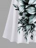 Maxi Robe Croisée Fleur Feuille Imprimées à Epaule Dénudée de Grande Taille - Blanc 6X