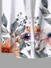 Plus Size Flower Leaf Print Buttons Pocket Hawaii Shirt For Men -  