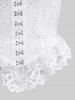 Gothic Pointelle Hollow Out Jacquard Embroidered Lace Trim Peplum Hem Hook and Eye Tank Top -  