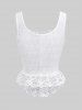 Gothic Pointelle Hollow Out Jacquard Embroidered Lace Trim Peplum Hem Hook and Eye Tank Top -  