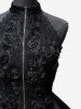 Gothic Rose Flower Applique Lace Jacquard Zipper Ruffles Layered A Line Dress -  