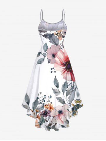 Flower Leaf Print Plus Size Matching Hawaii Beach Outfit For Couples