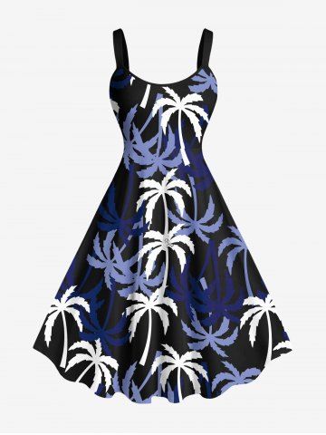 Plus Size Coconut Tree Print Hawaii Tank Dress