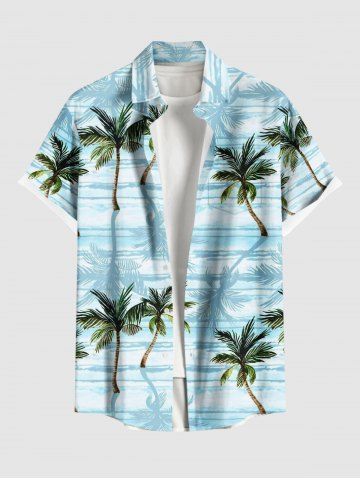 Chemise Imprimé Cocotier à Boutons Grande Taille avec Poche pour Homme