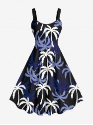 Robe Débardeur Hawaïen à Imprimé Cocotiers Grande-Taille - Noir 3X