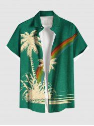 Plus Size Coconut Tree Rainbow Print Hawaii Tank Dress -  