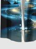Tenue de Plage Grande Taille à Paillettes Brillantes et Imprimé Arbre 3D pour Couples - Noir 