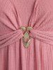 Haut Côtelé Bouclé Panneau en Dentelle Grande Taille avec Strass - Rose clair 