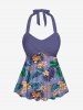 Tropical Leaf Flower Print Plus Size Matching Hawaii Beach Outfit For Couples -  