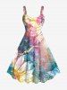 Disdressed Colorful Sunflower Print Plus Size Matching Hawaii Beach Outfit For Couples -  