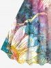 Disdressed Colorful Sunflower Print Plus Size Matching Hawaii Beach Outfit For Couples -  