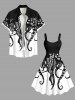 Plus Size Two Tone Octopus Colorblock Print Hawaii Tank Dress -  