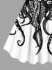 Plus Size Two Tone Octopus Colorblock Print Hawaii Tank Dress -  
