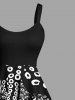 Plus Size Two Tone Octopus Colorblock Print Hawaii Tank Dress -  