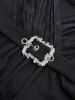 Plus Size Lace Trim Grommets Heart Buckle Split Surplice Ruched Plisse Dress -  
