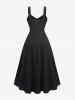 Plus Size Lace Trim Grommets Heart Buckle Split Surplice Ruched Plisse Dress -  