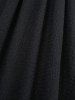 Plus Size Lace Trim Grommets Heart Buckle Split Surplice Ruched Plisse Dress -  
