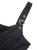 Plus Size Lace Trim Grommets Heart Buckle Split Surplice Ruched Plisse Dress -  