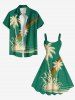 Plus Size Coconut Tree Rainbow Print Hawaii Tank Dress -  