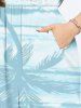 Robe Hawaïen Mi-Longue Fendue Cocotier et Mer Imprimés de Grande Taille - Bleu clair 4X