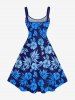 Robe Débardeur Imprimée à Fleurs et Feuilles Tropicales Grande Taille - Bleu 4X