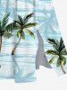Robe Hawaïen Mi-Longue Fendue Cocotier et Mer Imprimés de Grande Taille - Bleu clair 4X
