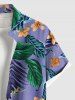 Plus Size Tropical Leaf Flower Print Buttons Pocket Hawaii Shirt For Men -  
